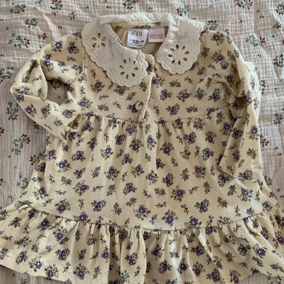 Zara Floral Baby Dress with Lace Collar - Picture 1 of 1